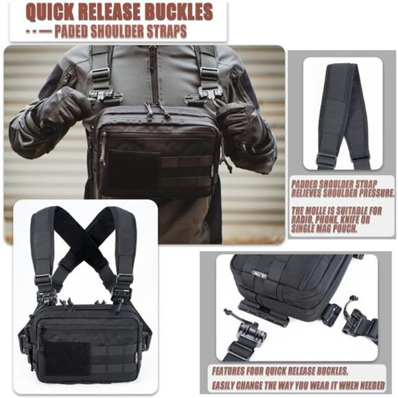 Men's Tactical Chest Rig Bag Concealed Carry Pack Molle Pouch - Picture 3 of 7